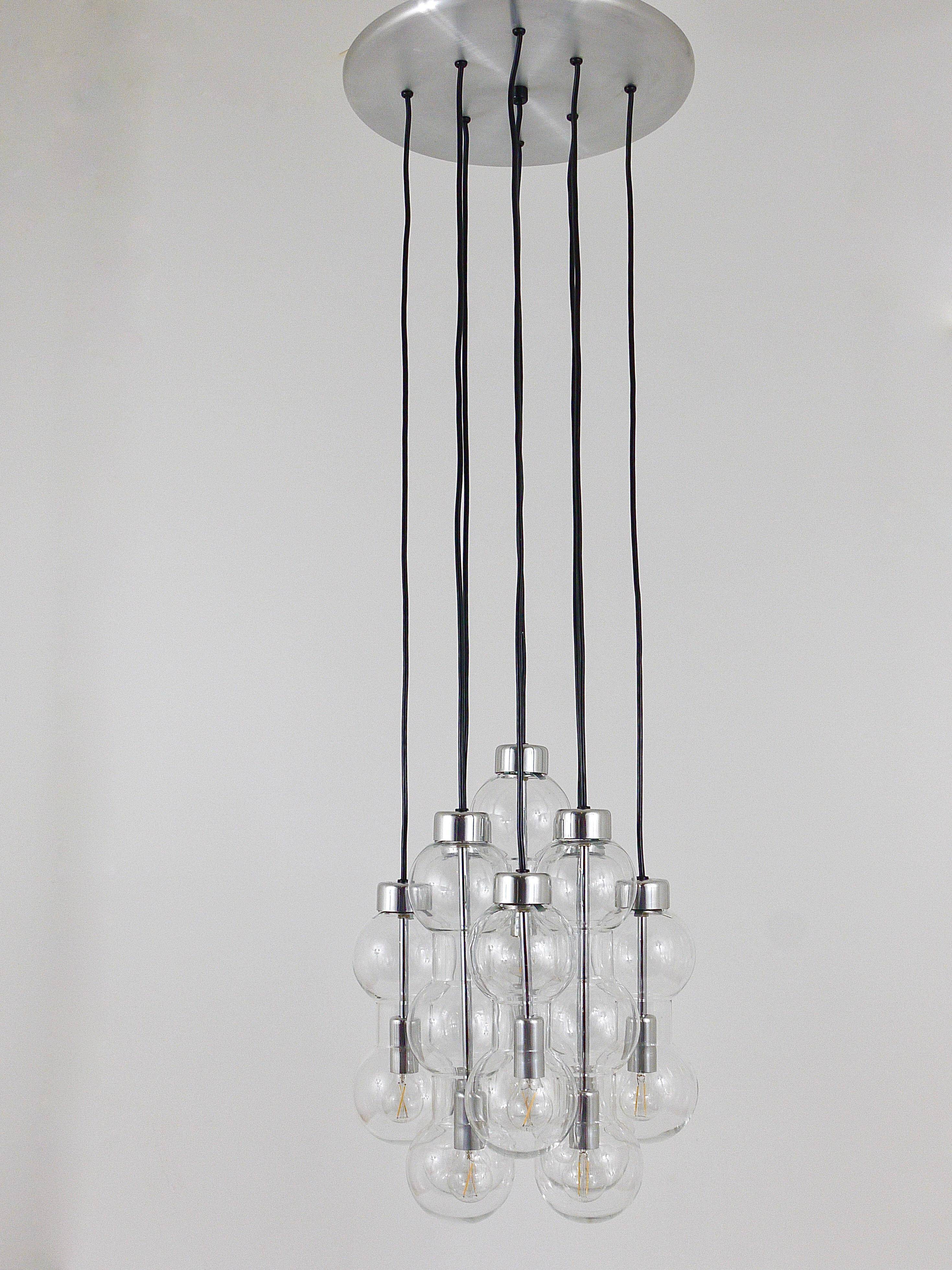 Impressive cascading hourglass chandelier Doria, Space Age, Germany, 1960s.