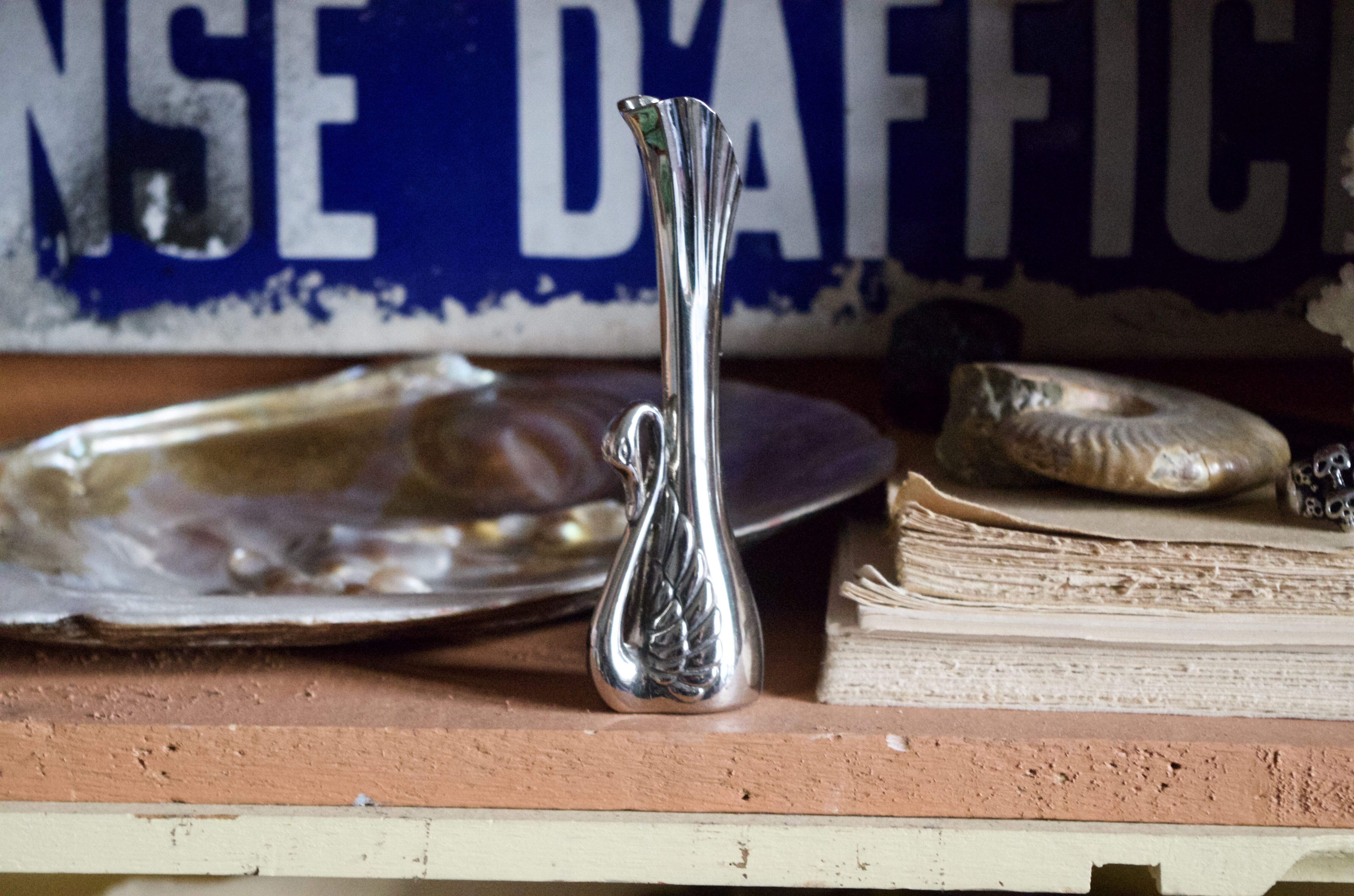 Small vintage Art Deco vase in silver metal