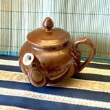 Pillivuyt brown bistro teapot with offset spout