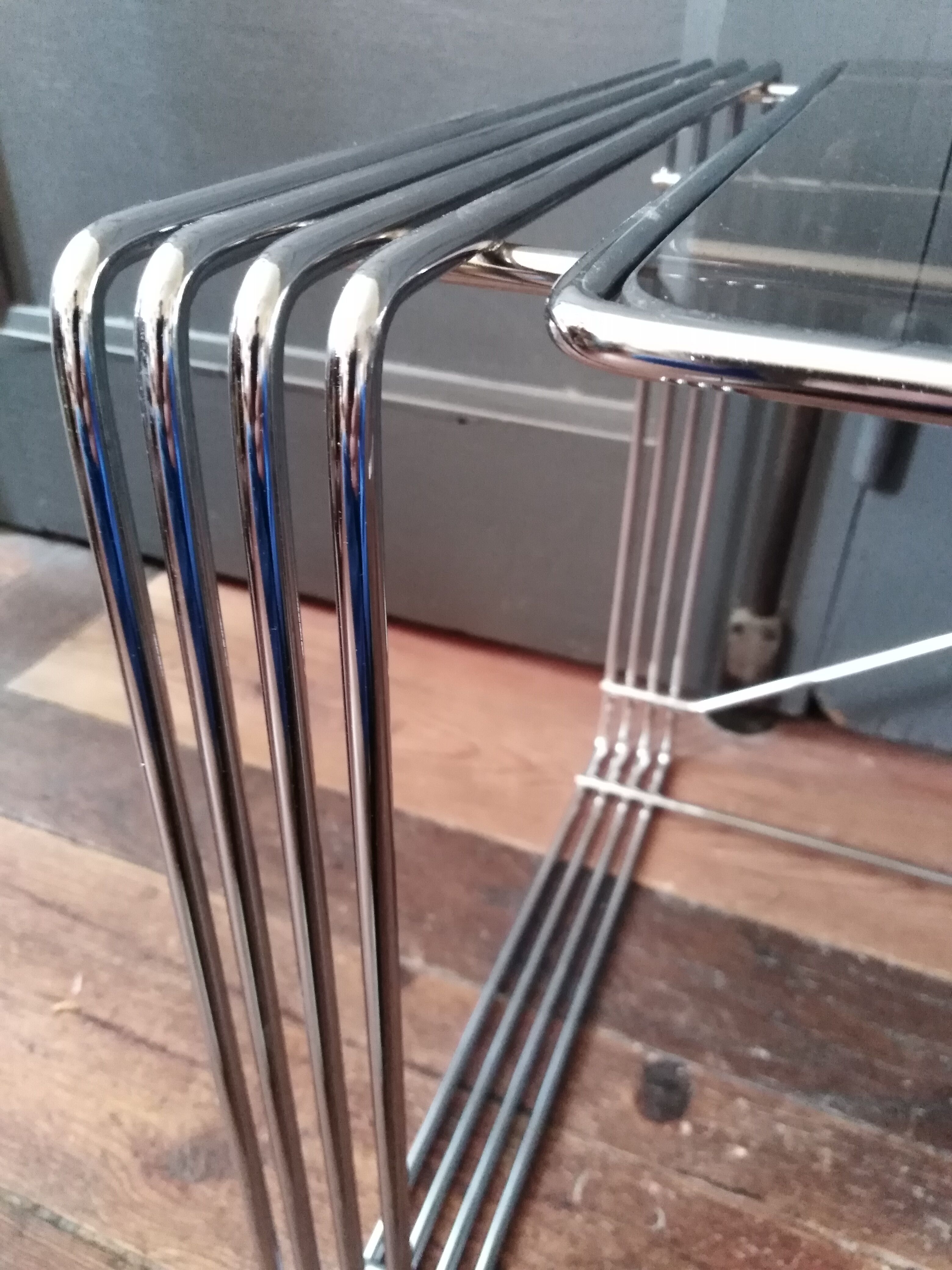 Glass and chrome coffee table 1970