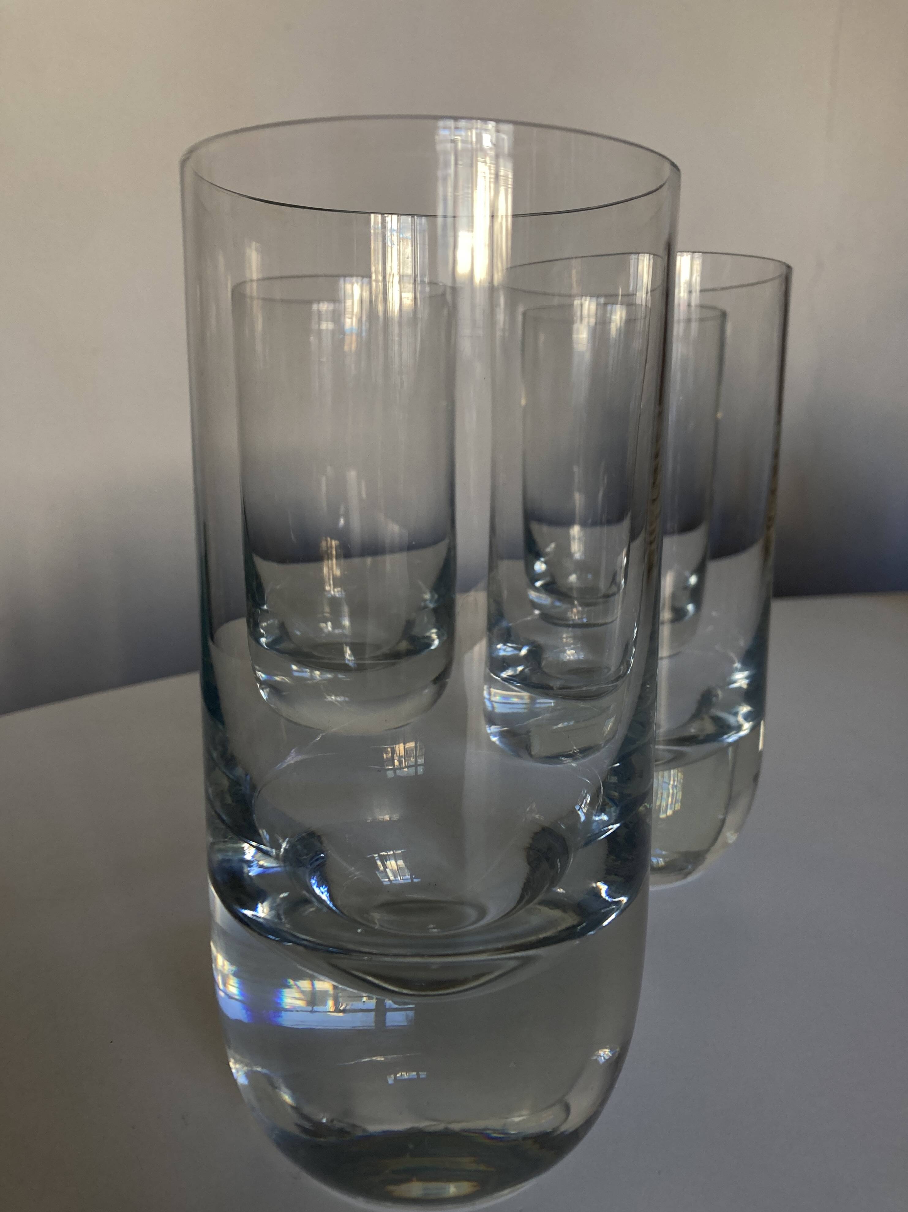 Set of 4 XXL solid glass tumblers in semi-crystal Scandinavian style