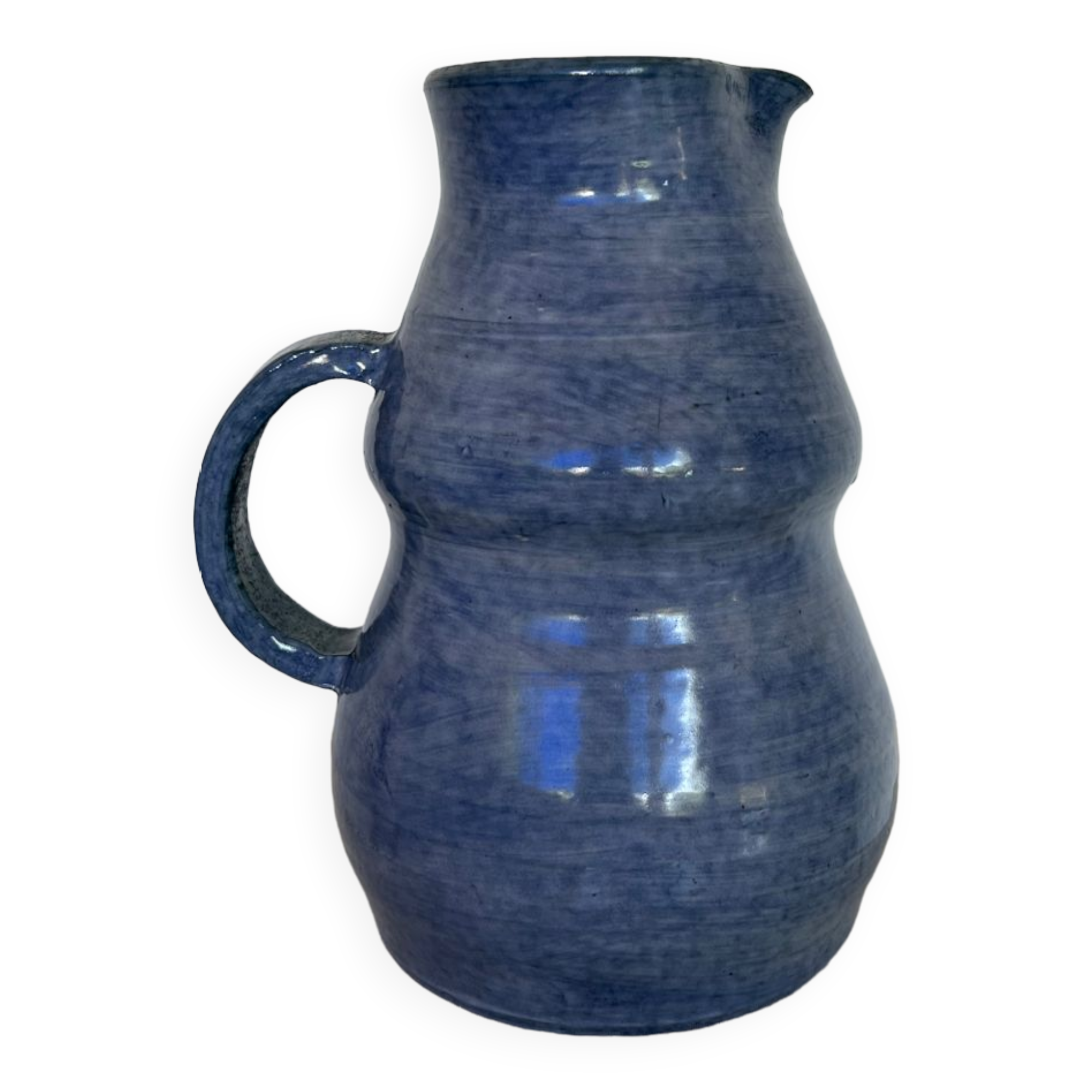Blue vintage jug handmade pottery