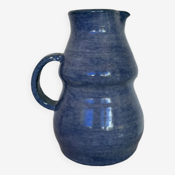 Carafe pichet vintage bleu en poterie fait main