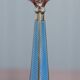Pair of sterling silver and enamel candlesticks 1927 by Charles Green & Co.