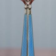 Pair of sterling silver and enamel candlesticks 1927 by Charles Green & Co.
