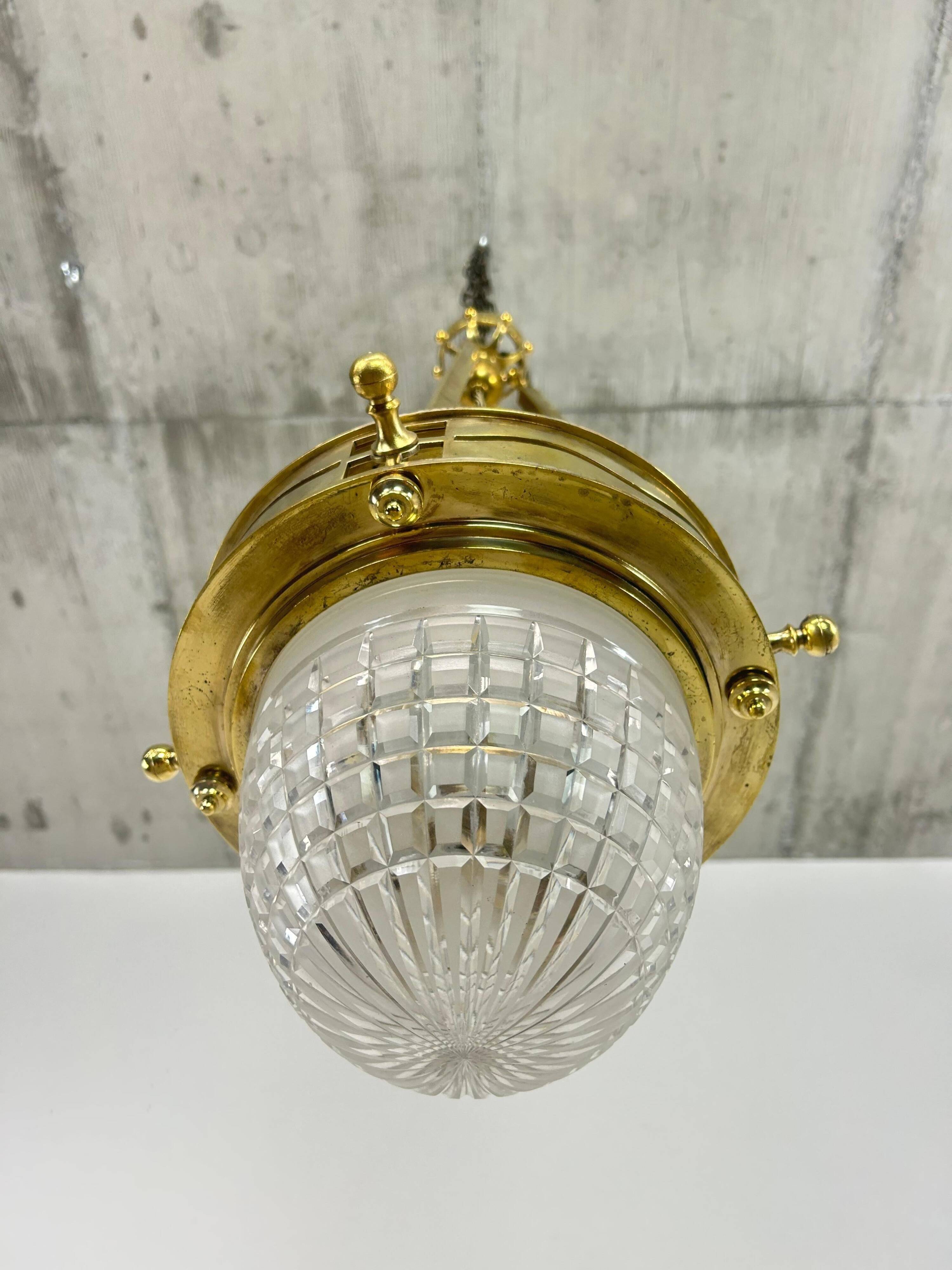Viennese Secession Suspension in Brass attributed to Kolo Moser & Jutta Sika