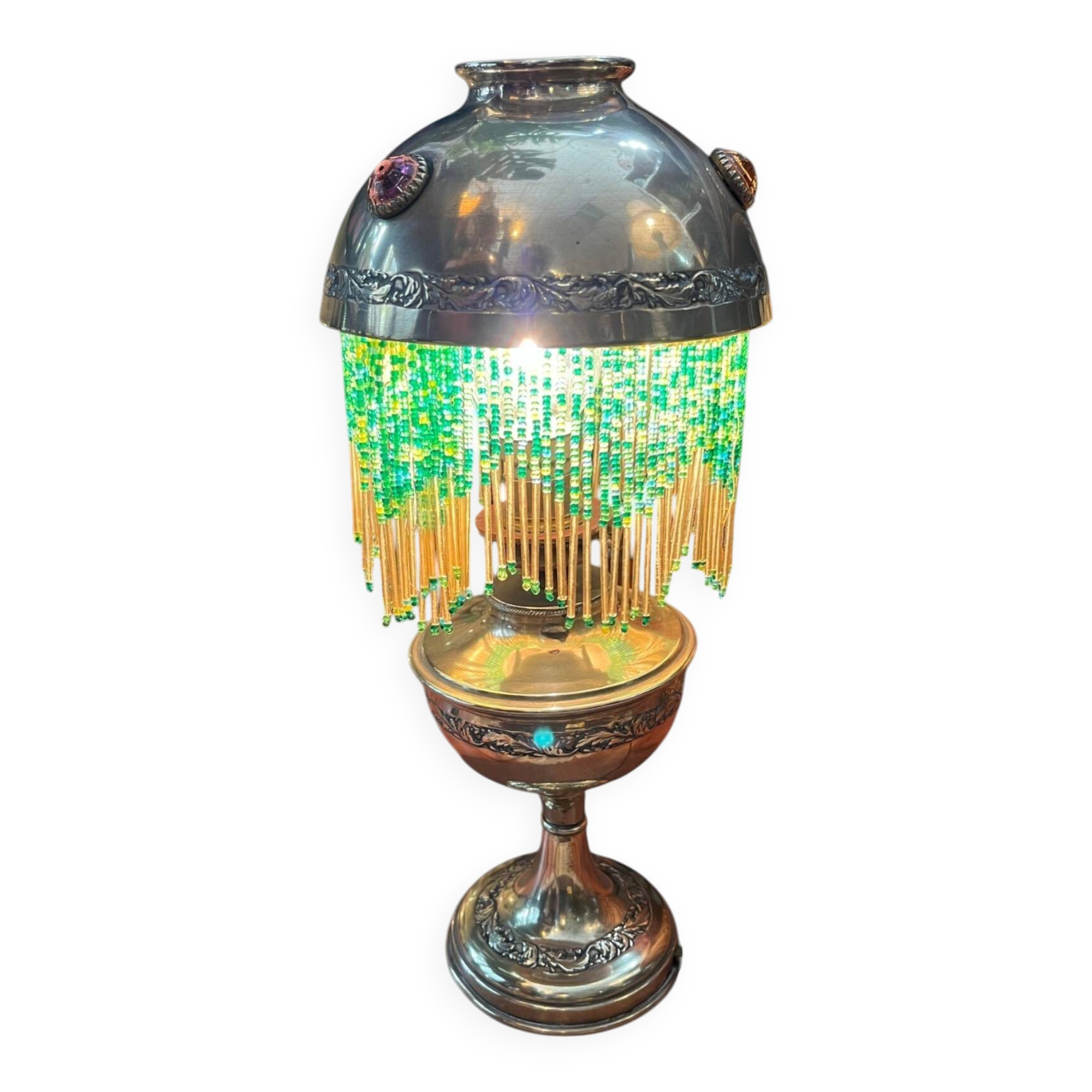 Art Deco Parisian lamp brass beads circa 1940