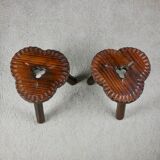Pair of wooden stools, Spanish folk art