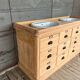 Furniture with 2 basins in raw wood