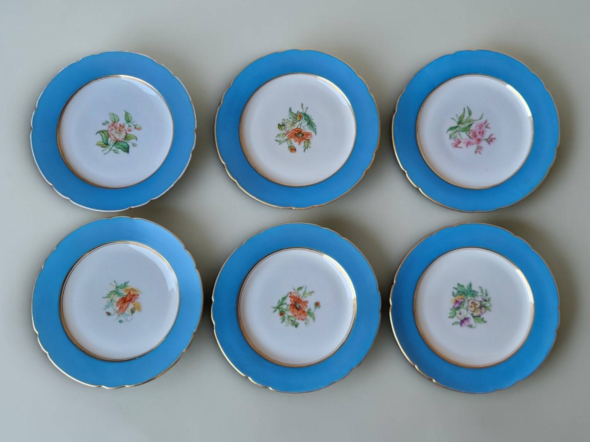 6 dessert plates in porcelain Old Paris 19th century