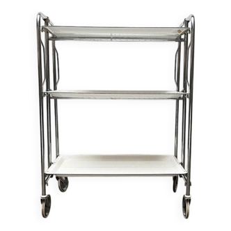 Vintage German folding service trolley with 3 shelves, 1970s.