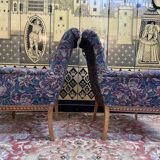 Paire de fauteuils - bergères de style Louis XVI fleurs