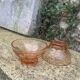 10 coupes à champagne en verre rose vintage