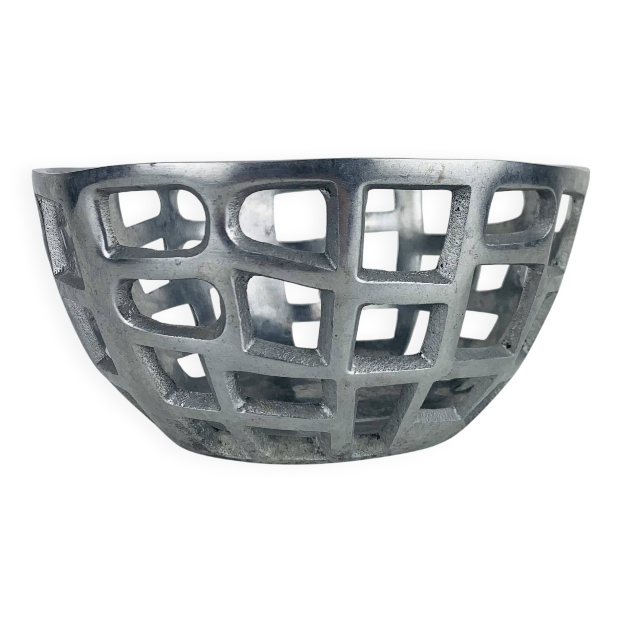 Vintage Brutalist Aluminum Fruit Bowl