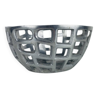 Vintage Brutalist Aluminum Fruit Bowl