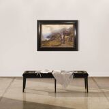 Tableau signé paysage huile sur carton du 19ème siècle