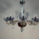 Venetian chandelier in two-tone grey/blue Murano glass with gilding, circa 1990.