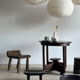Suspension in rattan and natural japanese linen in the shape of a drop