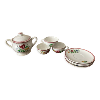 Sugar lot, cups, saucers Digoin
