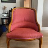 Pair of Rampe armchairs in cherry wood – high-end fabric