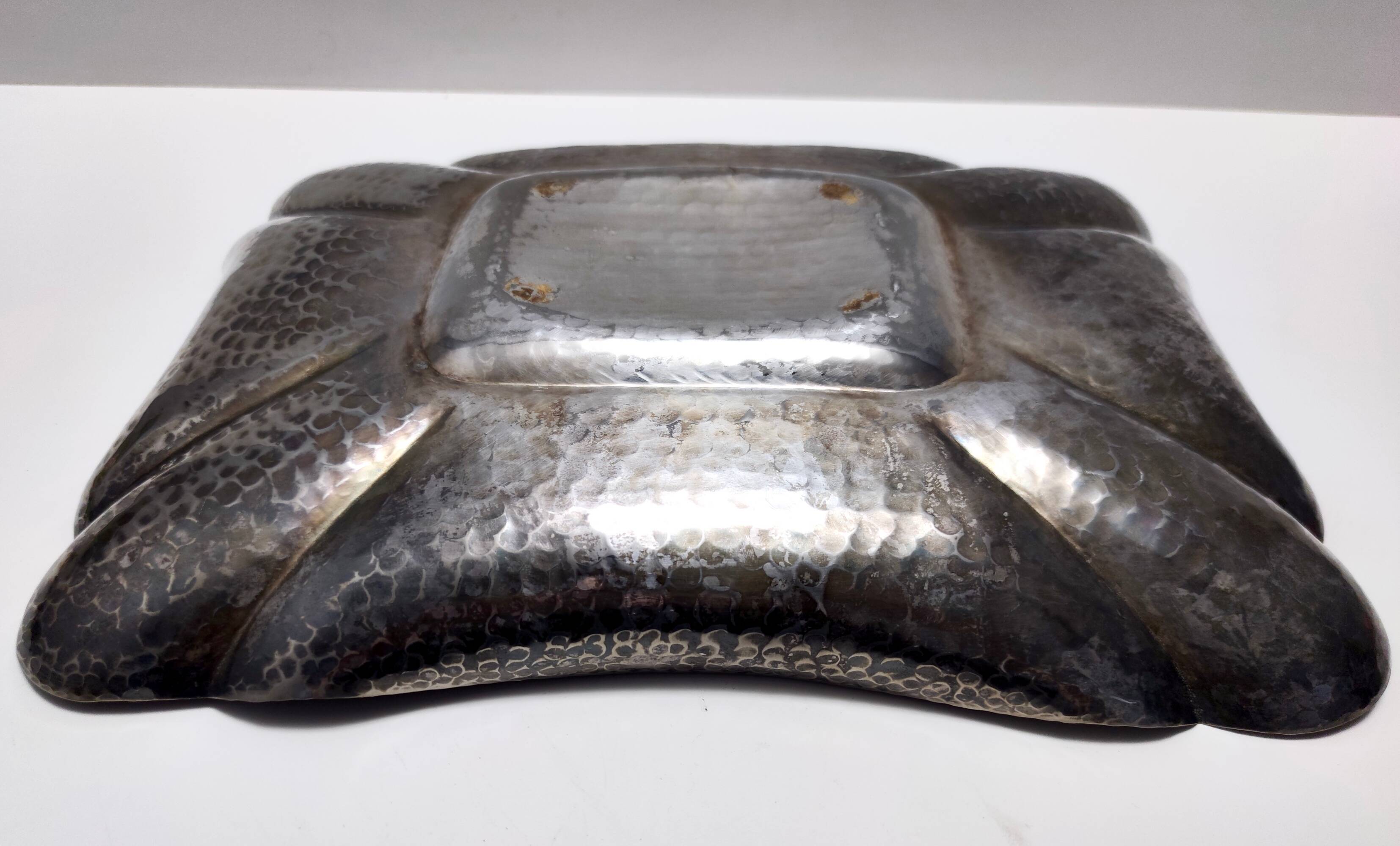 Vintage Rectangular Embossed Silver Plated Tray / Centerpiece by Olri, Italy