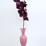 Vase rose pied verre de lait torsadé