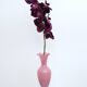Pink vase foot twisted milk glass