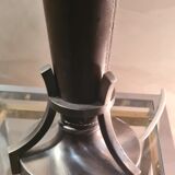 Lamp 1970 sheathed in brown leather iron brush 48xh74