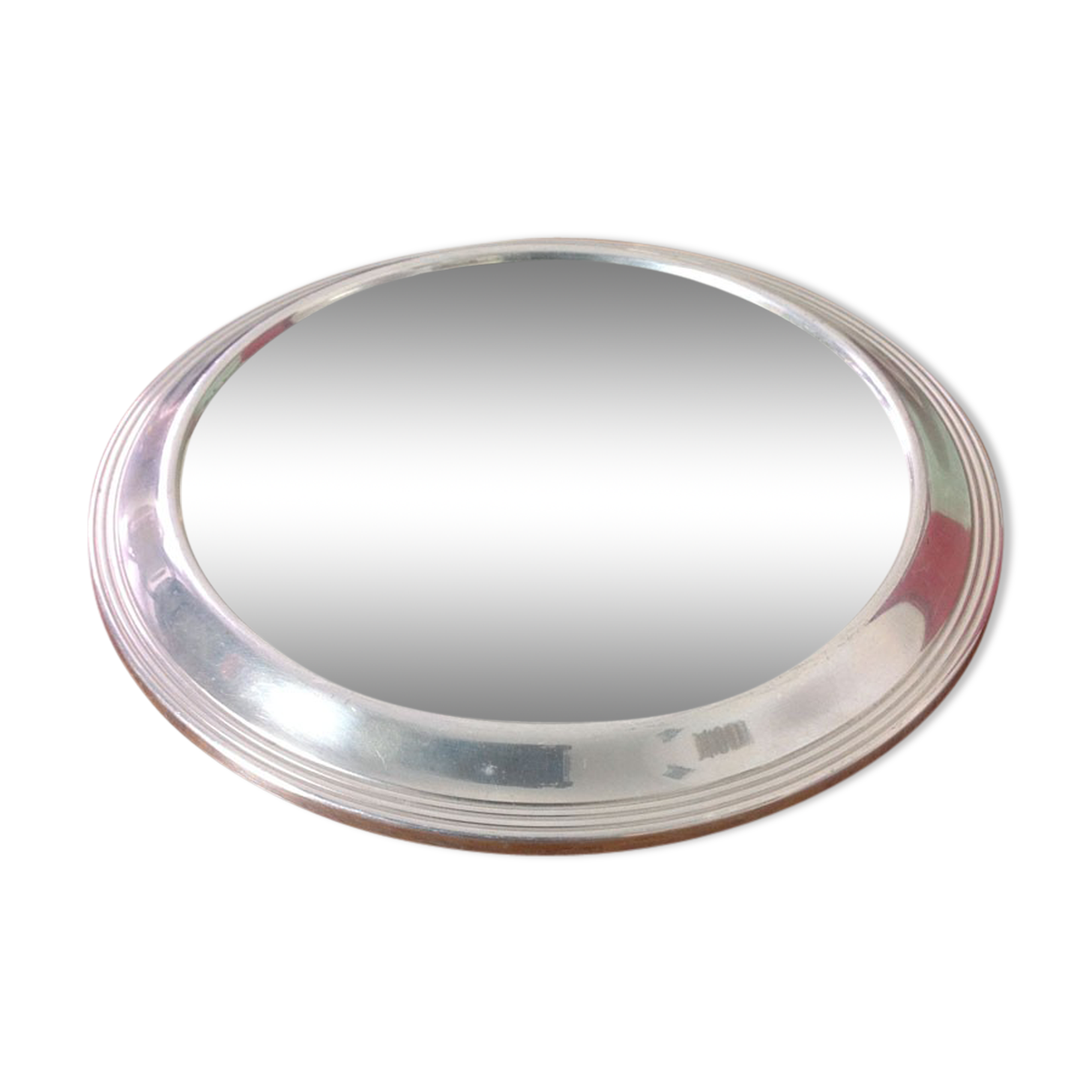Silver round mirror tray