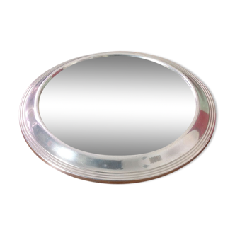 Plateau miroir rond argenté