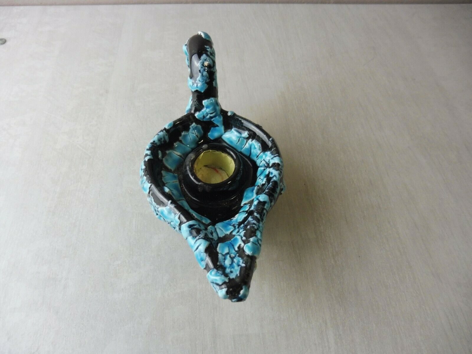 Old candle holder / candle holder, ceramic, Fat Lava, from Vallauris