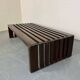 Mid Century Modernist wood and metal Slatted Bench Coffee Table