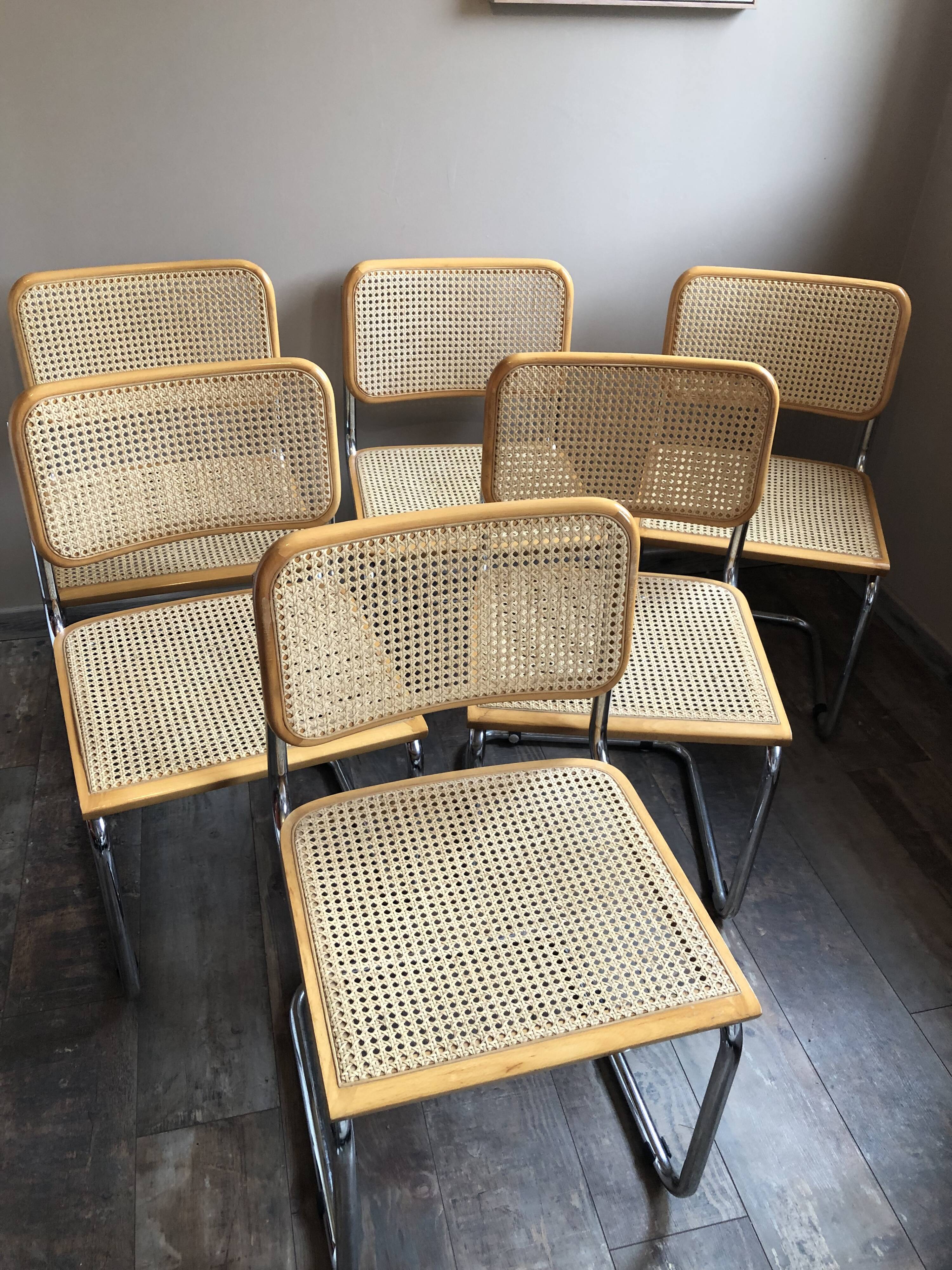 6 chaises B32  de Marcel Breuer - fabrication italienne