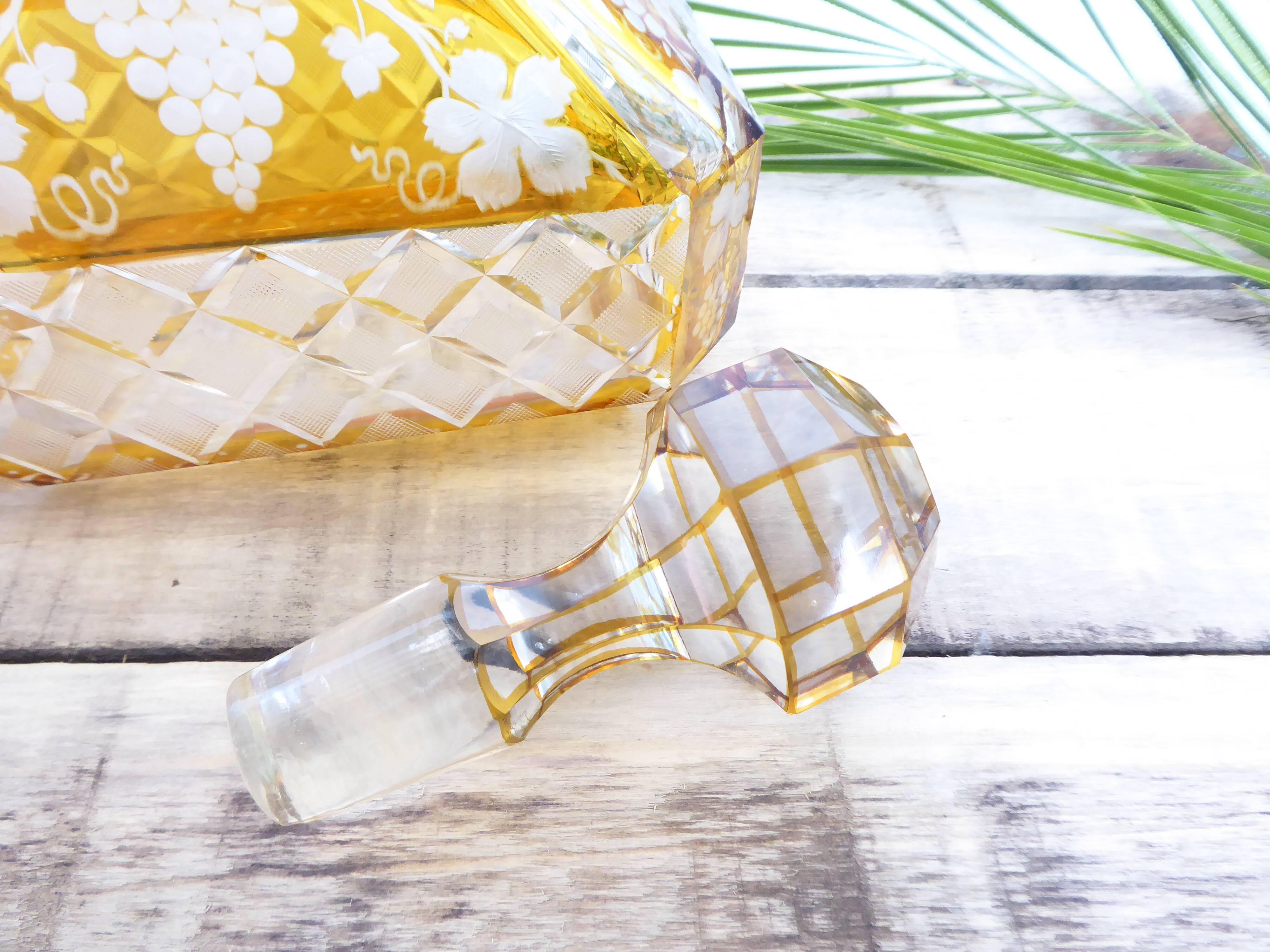 Engraved and cut crystal decanter