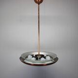 Bauhaus Copper Chandelier UFO by Josef Hurka, Czechoslovakia, 1930s