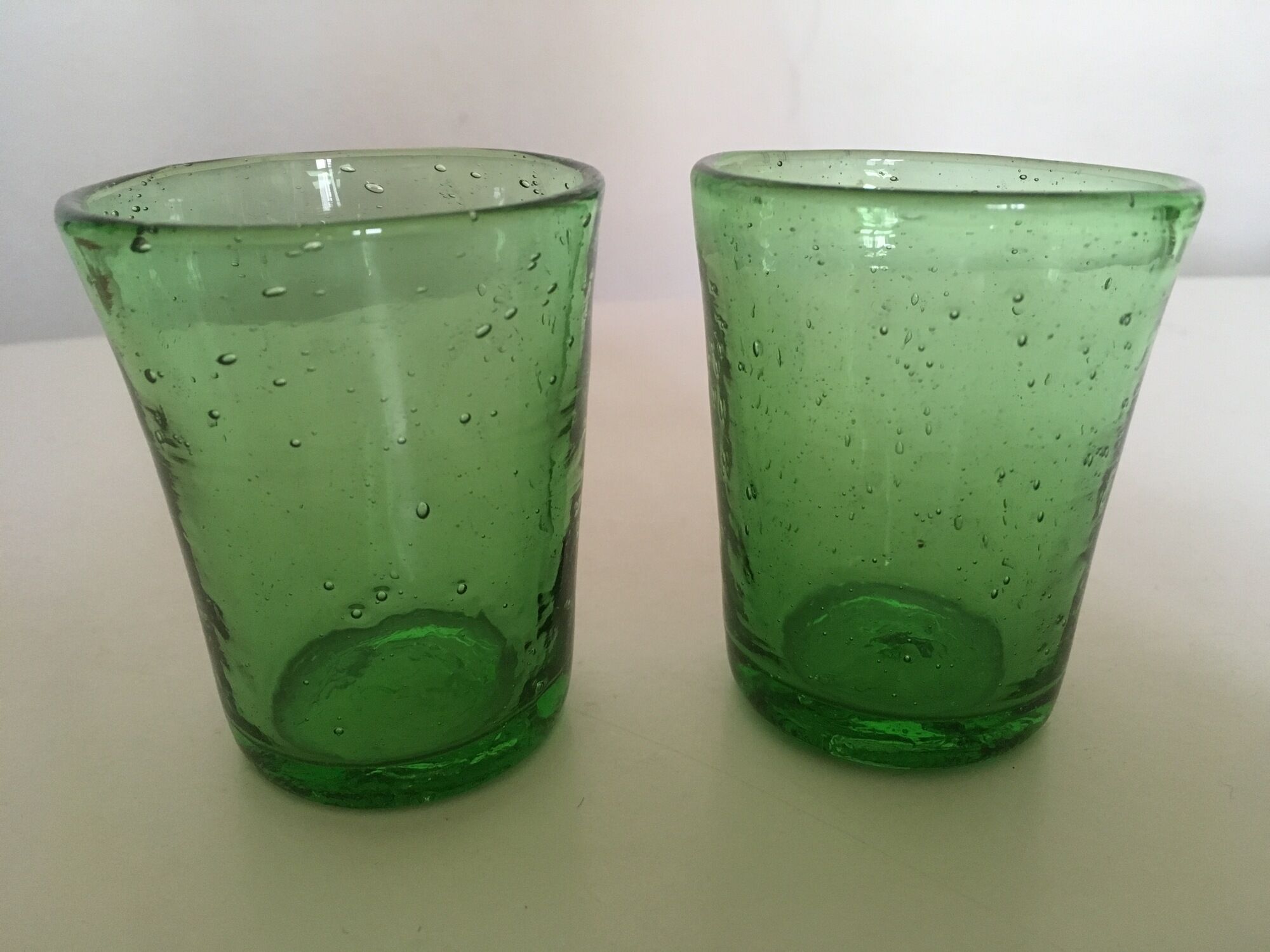 pair of glasses shots gobetets of Biot glass bubble years 60s