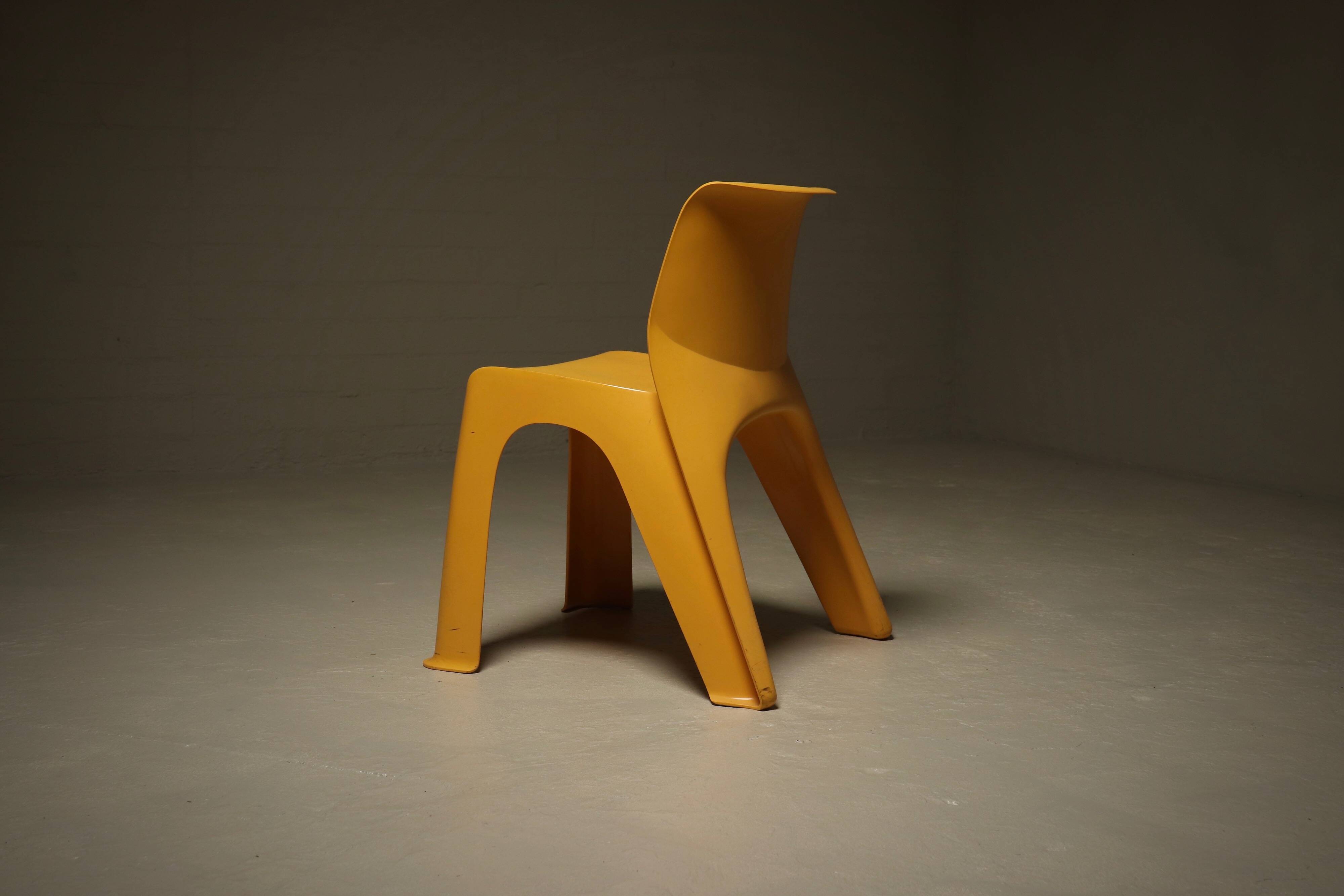 Sculptural Monobloc Chair in Yellow ABS Plastic 1970s