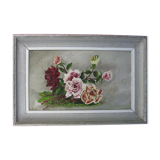 Oil painting on panel bouquet signed J.Delage