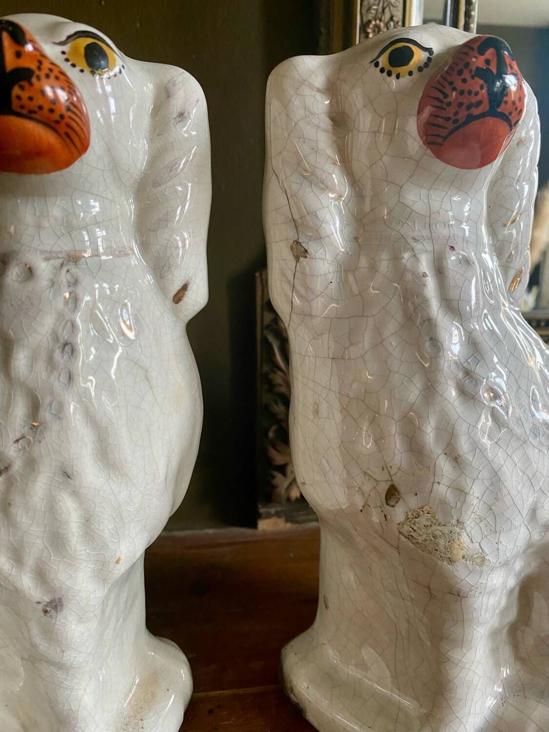 Pair of ceramic Staffordshire dogs late 19th century