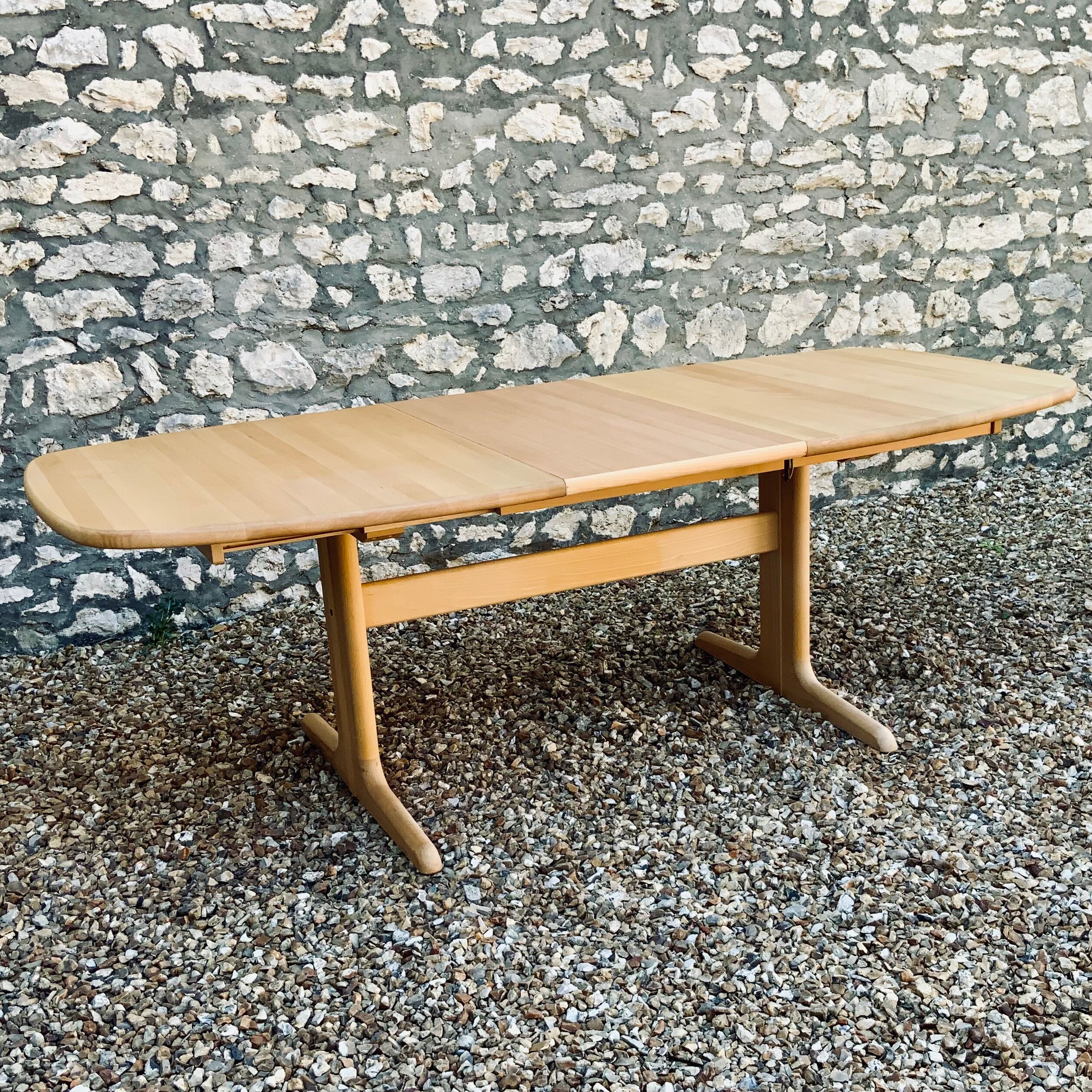 Scandinavian Design Extension Table 1960/70 In Solid Beech