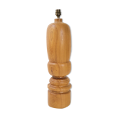 Pied de lampe en bois tourné vintage 1970