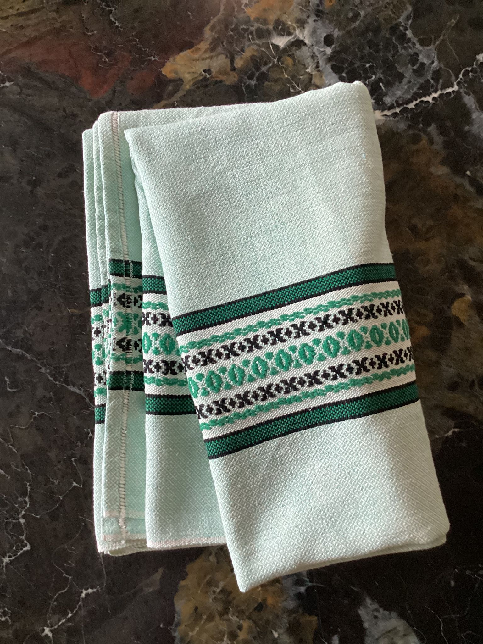 Cotton &  linen tablecloth vintage light green color