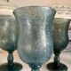 6 BIOT stemmed glasses in blue bubbled glass