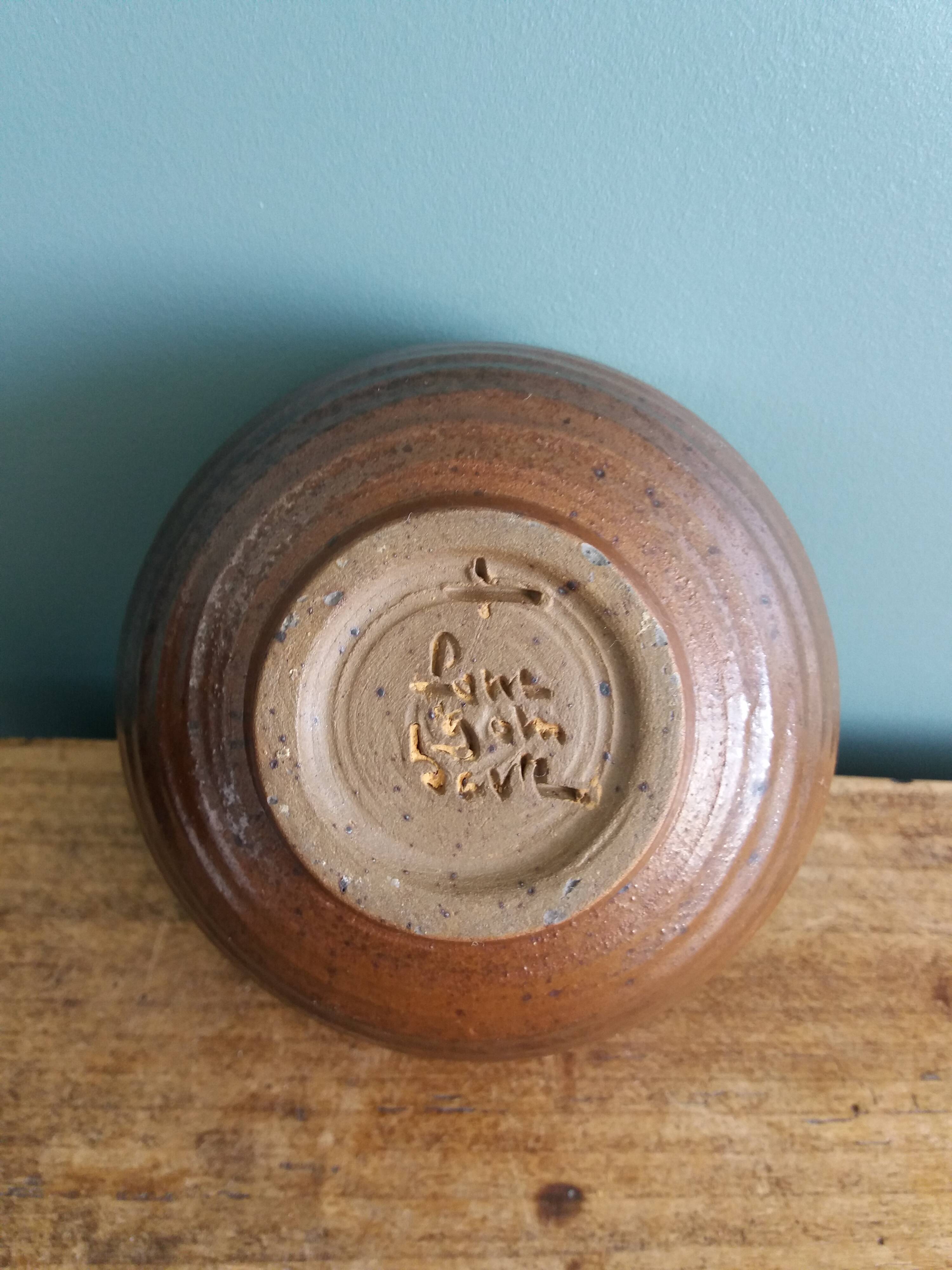 Bol coupelle en grès émaillé signé Fontgombault