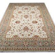Large Ivory-cream Zielger Rug Handwoven Oriental Floral Carpet 199x292cm