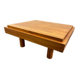 Table basse ottoman L09 en orme massif de Pierre Chapo