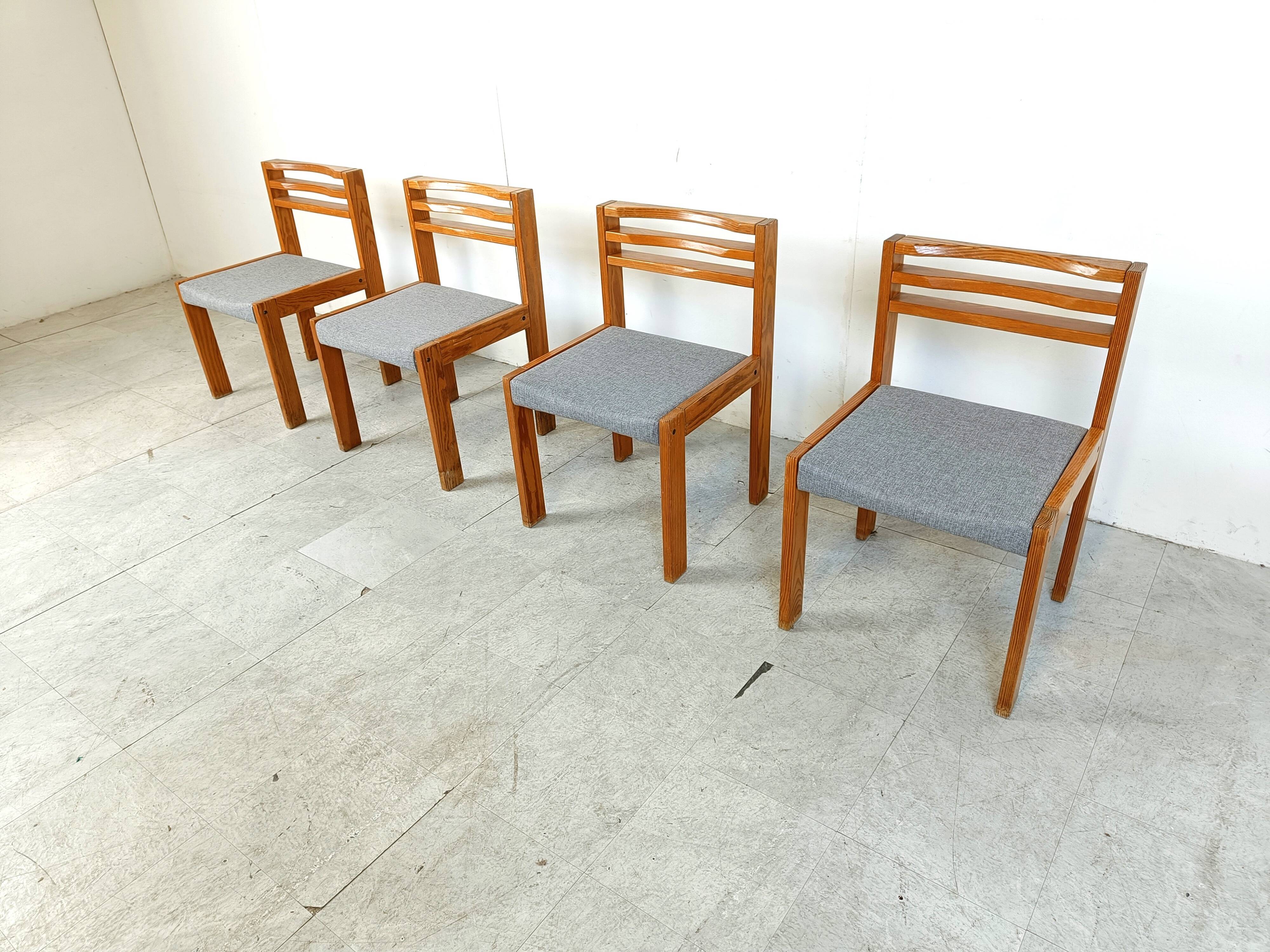 Set of 4 pine wood SG 1200 dining chairs by Cees Braakman, 1970s