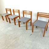 Set of 4 pine wood SG 1200 dining chairs by Cees Braakman, 1970s