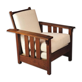 Chair tilted Gustav Stickley 1900 oak