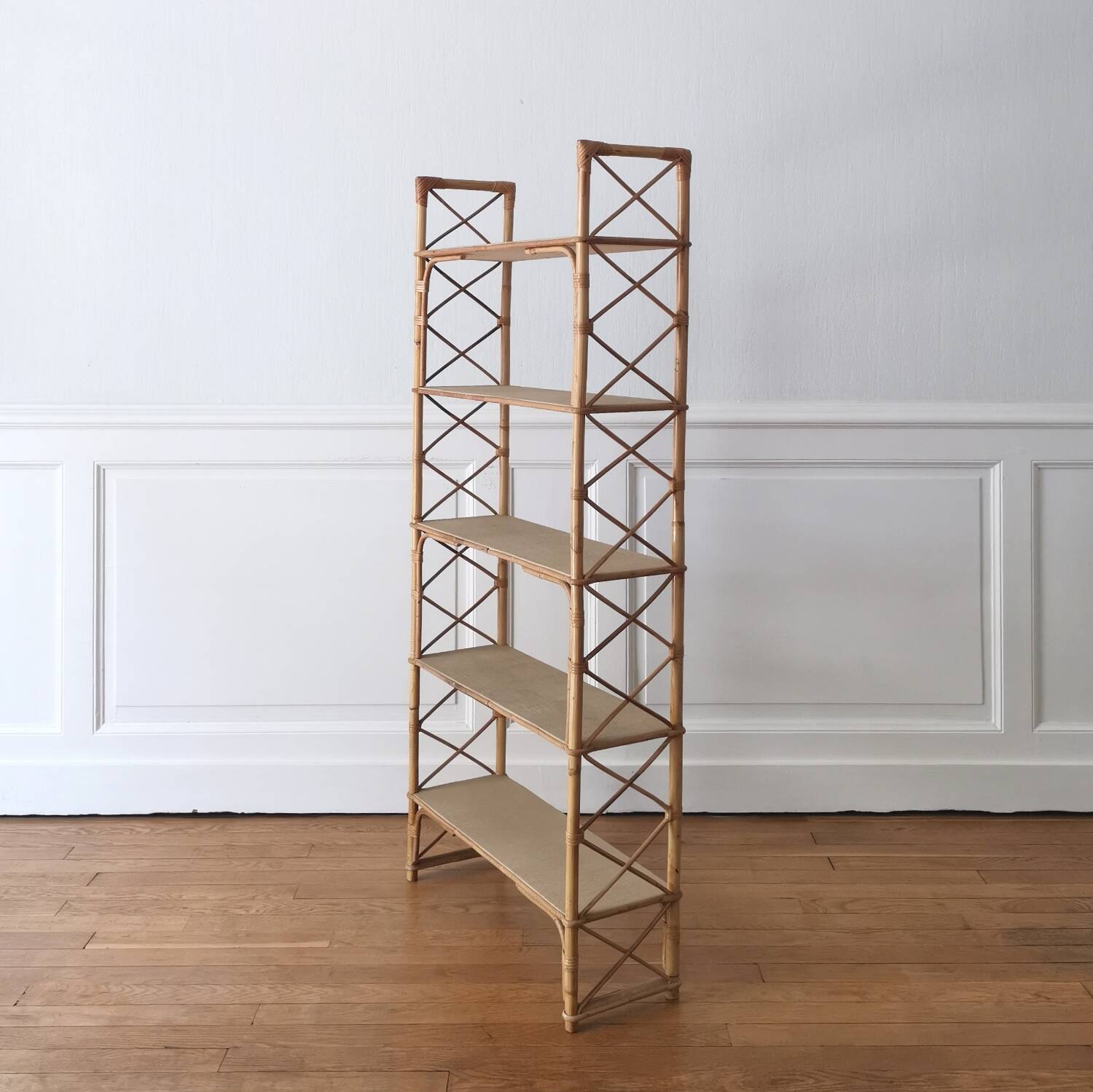 vintage rattan shelf